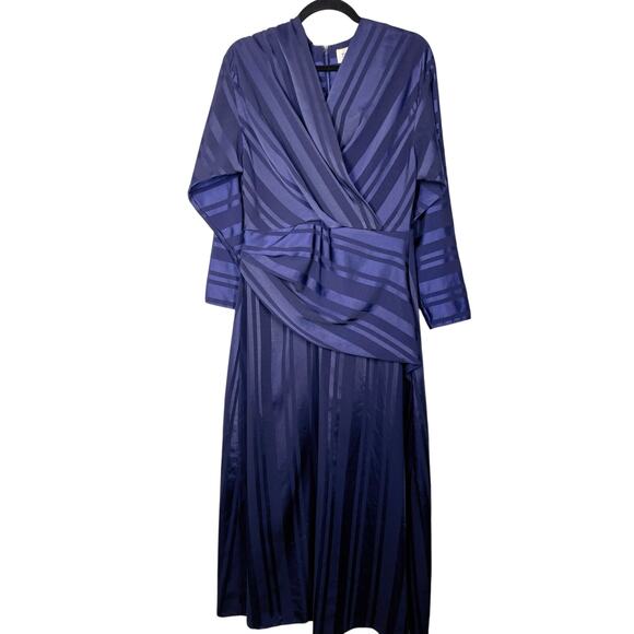 Twice, Size 12, Blue Striped Maxi Dress, British Royal Style, One-of-a-Kind, EUC - Picture 1 of 8